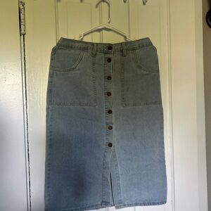 Denim Button-Front Skirt